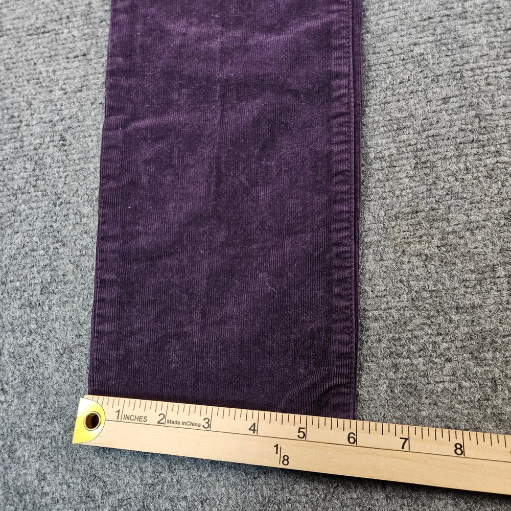 Tory Burch Super Skinny Corduroy Pants Purple Plum Gold Logo Size 25